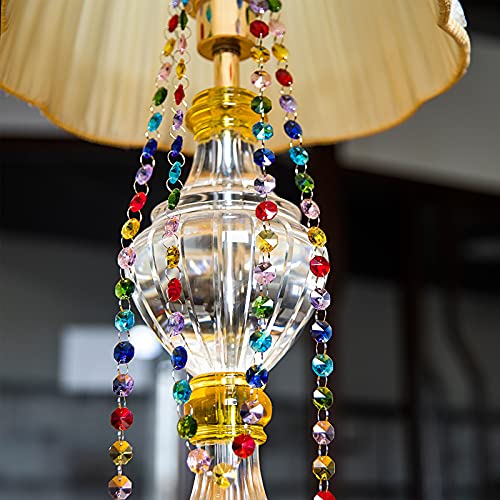6Ft Glass Crystal Rainbow Color 14Mm Octagon Beads Chain Chandelier Prisms Hanging Wedding Garland #TOP2