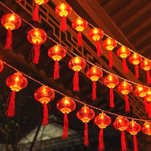 KYMY 2026 Chinese & Vietnamese New Year Red Lantern String Lights Set, 9.8ft/3M 20 LED Red Lamps, Spring Festival Battery Operated Night Lights for Asian Lunar New Year Indoor Outdoor Decor