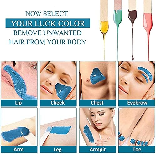 Wax Warmer, Wax Heater Hair Removal Kit with Adjustable Temperature for Men Women, 4 Different Flavor Hard Wax Beans & 20 Wax Applicator Sticks, Hot Wax Machine All Body Applications