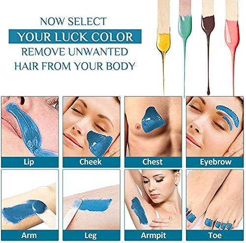 Wax enthaarung, Wachswärmer mit 4X100g Wachsperlen für haarentfernung,Schmerzloses Wachserhitzer Haarentfernung Set,Professional elektrischer Wachserhitzer für alle Wachstypen