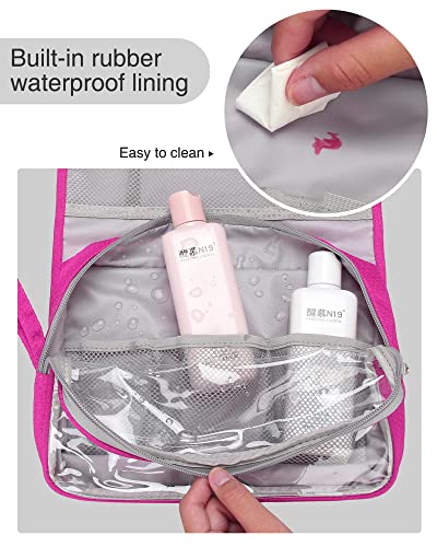 Relavel Travel Hanging Toiletry Bag For Women Men Large Capacity Makeup Bag Waterproof Cosmetic Storage Organizer Case For Bathroom Shower (Hot Pink) #TOP3