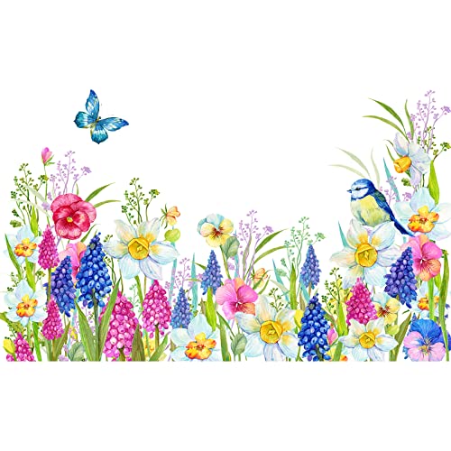 Spring Flowers Wall Decals Colorful Garden Wildflowers Butterfly Wall Stickers Removable Diy Peel And Stick Art Murals For Classroom Living Room Bedroom Kitchen Playroom Bathroom Home Decor (Colorful) #TOP1