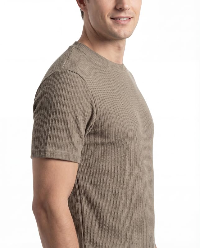 Image of Poly Cotton Frill Round Neck T-Shirt for Men | |