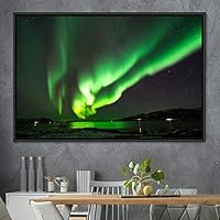Framed Canvas Wall Art Dayspring Astronomy & Space Contemporary Cosmic Dramatic Green Group Photography Realism - 16x24 inches