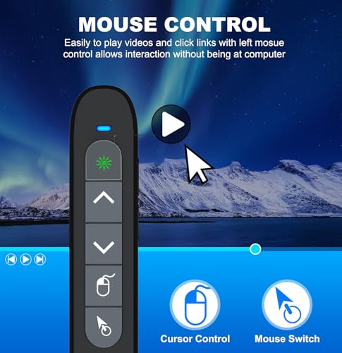 Image of USB Type C Wireless Rechargeable Presenter Remote with Air Mouse, Green Light, Volume Control, Presentation Clicker PPT Pointer 2.4GZ PowerPoint Clicker Slide Advancer for Window Mac Keynote Google