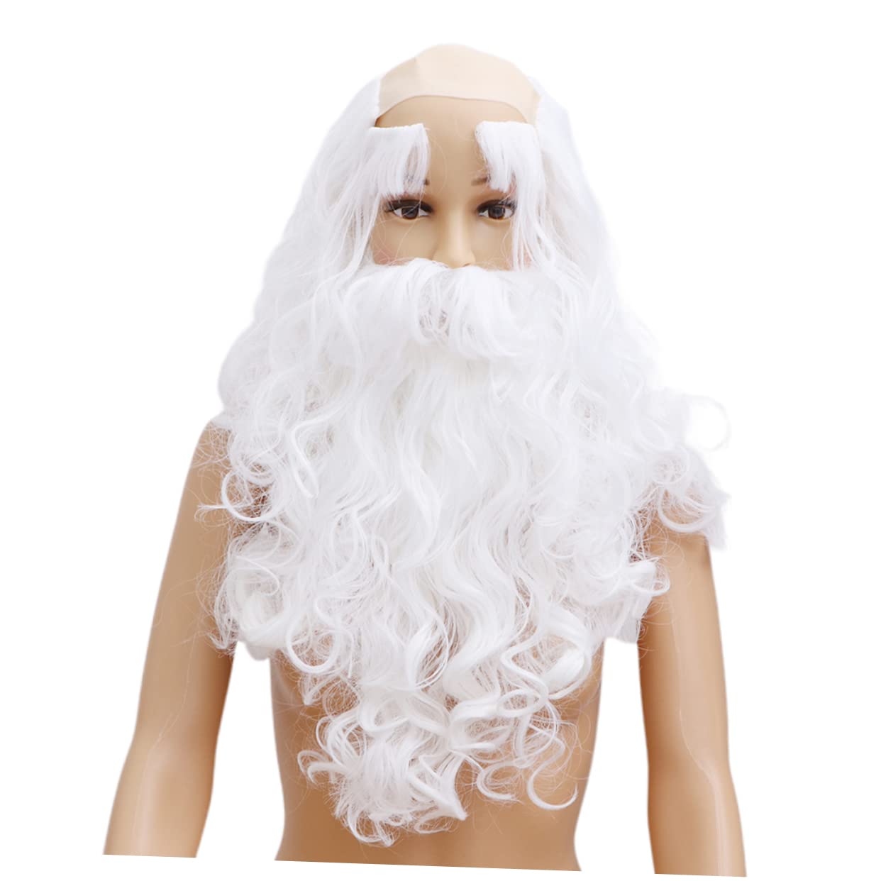 SHERCHPRY 2 Sets Santa Claus Wig Set White Beard Eyebrows Costume Wig for Christmas Party