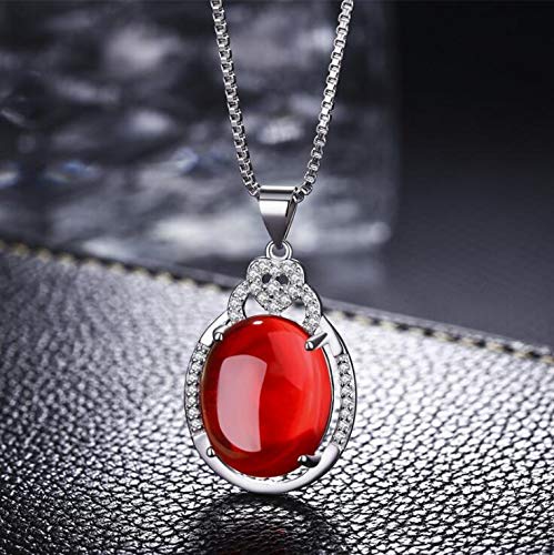 Pendentif en agate rouge d'exception et collier argent 925 - 3