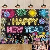 Toile de fond de fête de haute qualité : fabriquée à partir de matériaux en vinyle, 1,8 x 1,2 m, cette toile de fond polyvalente sert à la fois de pièce décorative et d'accessoires photo. Utilisez-le comme toile de fond de fête du Nouvel An pour les murs, les tables ou les cabines photo. Sa nature réutilisable le rend idéal pour les événements en intérieur, assurant que vos célébrations de 2026 sont mémorables