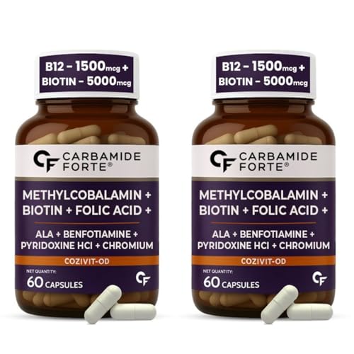 Image of Carbamide Forte Vitamin B12 Supplement with added Biotin | B12 Supplement for Men&Women | Methylcobalamin 1500mcg with Biotin 5000mcg - 60 Capsules(Pack of 2)
