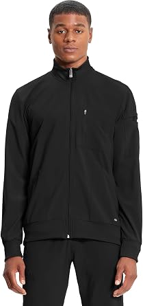 Cherokee Infinity Mens Zip Front Warm-Up Scrub Jacket, Modern Fit, 5 Pockets, Rib-Knit Panels Moisture Wicking - CK305A