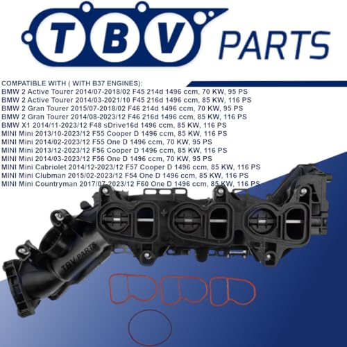 TBVPARTS Ansaugkrümmer D F55 F56 B37 11618513855 8593972 11618593972 11618596905 8596905 Ansaugkrümmermodul für X1 F48 16D 2014. , X2 F 39 16D 2018