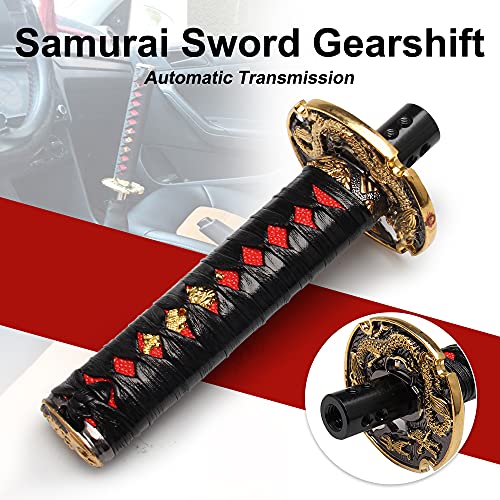 Gstp Automatic Katana Shift Knob Samurai Sword Weighted Gear Shifter Konb Universal For Cars With Lock Button (15Cm Black&Red) #TOP3