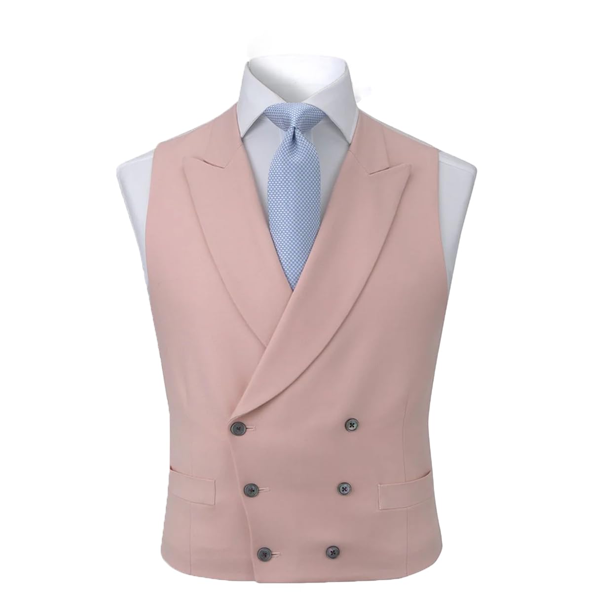 RAJEGAR Men's Suit Vest Formal Waistcoat Slim Fit Peak Lapel Double Breasted Tuxedo Vest Casual Business Dress Vest