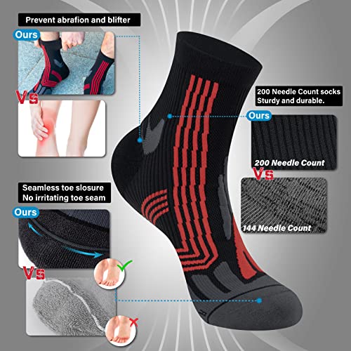Hylaea Quarter Athletic Running Socks For Men & Women, Cushion Moisture Wicking Socks For Cycling Sport No Blister Coolmax Ankle Dark Grey Medium #TOP3