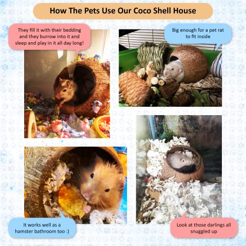 Image of SunGrow Coconut Shell House for Gecko, Snake & Ball Python, Raw Coco Husk, Pet Hiding House, Climber or Chew Toy, for Reptiles, Amphibians (Coco Bowl)