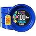 Exquisite 9 Inch. Dark Blue plastic plates - Solid Color Disposable Plates - 100 Count