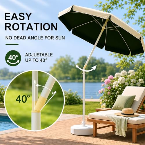 Parasol inclinable 45° double couche vert 2.4m anti-vent avec sac nomade - 5