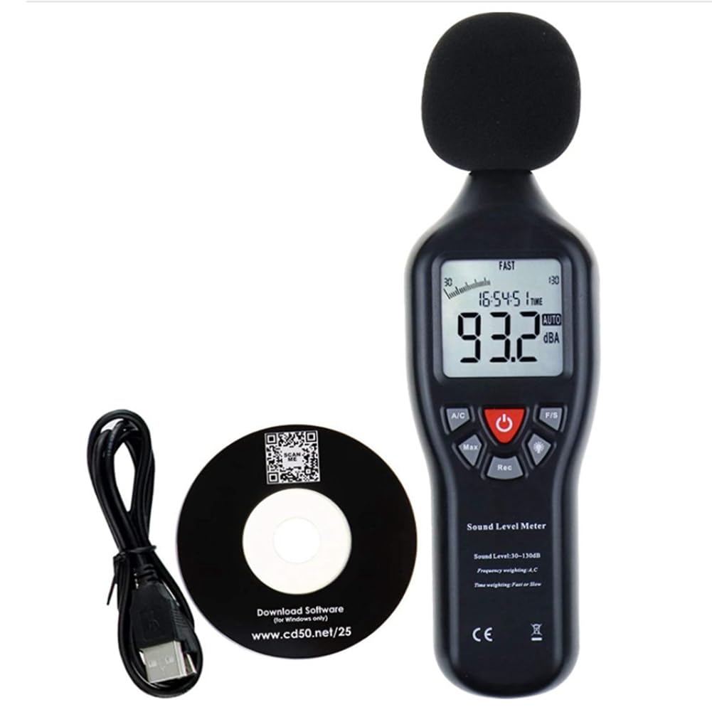 rirue Noise Sensor Decibel Meter, Noise Meter Noise Meter High- Noise Recorder Measuring 30-130DB USB Recording
