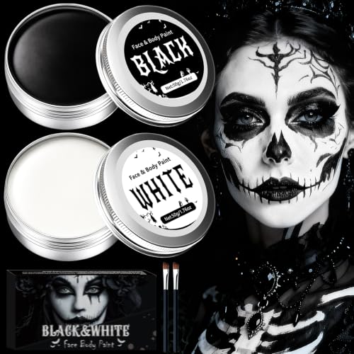 100g Halloween Schminke Schwarz Weiß Kinderschminke Karnevals Make up Set Face Paint Für Theaterschminke Faschingsschminke für Kinder Erwachsene Fasching SFX Makeup