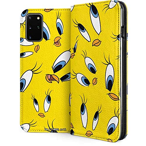 Skinit Folio Phone Case Compatible With Samsung Galaxy S20 Plus - Officially Licensed Warner Bros Tweety Bird Super Sized Pattern Design - Faux-Leather Wallet Cover Compatible With Samsung Galaxy S20+ #TOP4