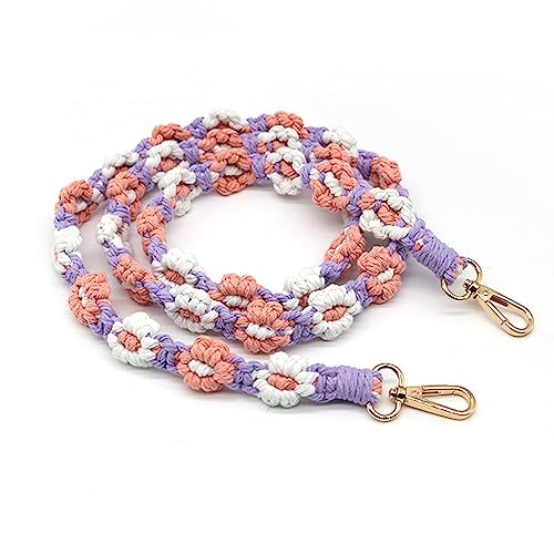 Image of Handmade Woven Cotton Rope Flower Shoulder Strap Bag Strap Purse Strap Crossbody Replacement Strap