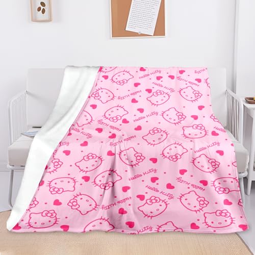 Sinwind Hel-lo Kit-ty Mantas para Niños, Manta de Franela, Manta Linda Chica, Suave Microfibra para Sofa Manta, Iinda Manta de Dibujos Animados para Niños, Niñas y Adultos 100x150cm (B)