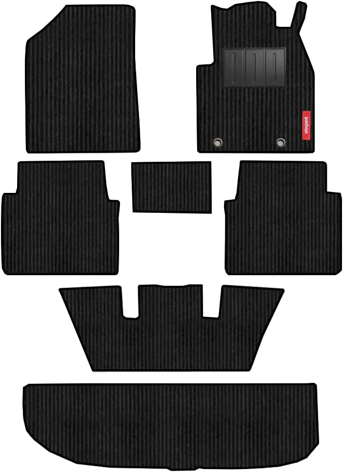 Elegant Cord Carpet Black Non-Woven Custom Fit Car Mat Compatible With Kia Carens 6 Seater Only