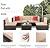 Shintenchi 6 Pieces Patio Furniture Sets Outdoor All-Weather Sectional Patio Sofa Set PE Rattan Manual Weaving Wicker Patio Conversation Set with Glass Table&Ottoman Cushion and Red Pillows, Beige