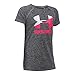 Under Armour Girls' Novelty Big Logo Short Sleeve T-Shirt,Black /Penta Pink, Youth Medium
