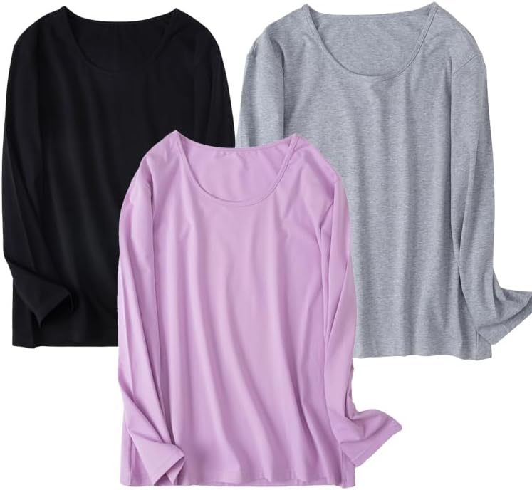 Women's Plus Size 95% Lycra Cotton Thermal Tops - Ideal for Loungewear & Layering, Sizes XL-6XL (Fits Up to 100kg)