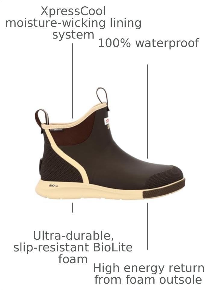 Image of XTRATUF 6 inch Men's Ankle Deck Boot Sport - 30% Lighter, 100% Waterproof Rubber Fishing Footwear - Non-Marking, Slip-Resistant Outsole - Moisture-Wicking Liner