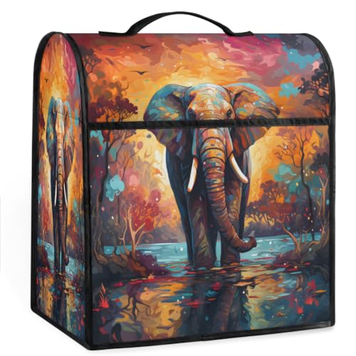 Coffee Maker Cover Colorful Abstract Elephant Kitchen Appliance Covers Small Appliance Covers Blender Cover Juicer Cover Dust Covers for Kitchen Appliances with Top Handle and Pockets,Washable,C120