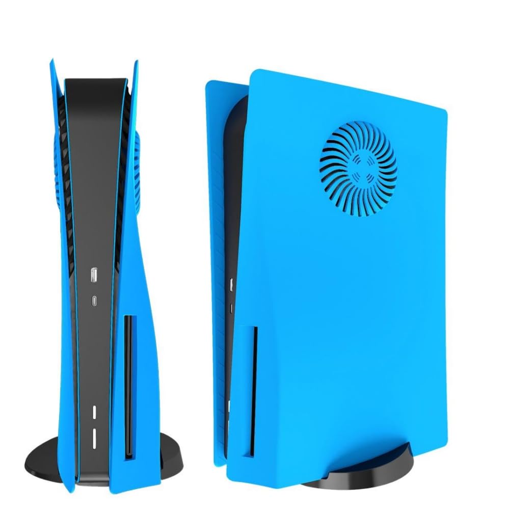 Plaques de Couvercle Boîtier des Plastrons pour PS5 Console Version Disque, Coque de Remplacement avec Évents Plaques Latérales Boîtier ABS Accessoires Antichocs pour PS5, Bleu Étoilé