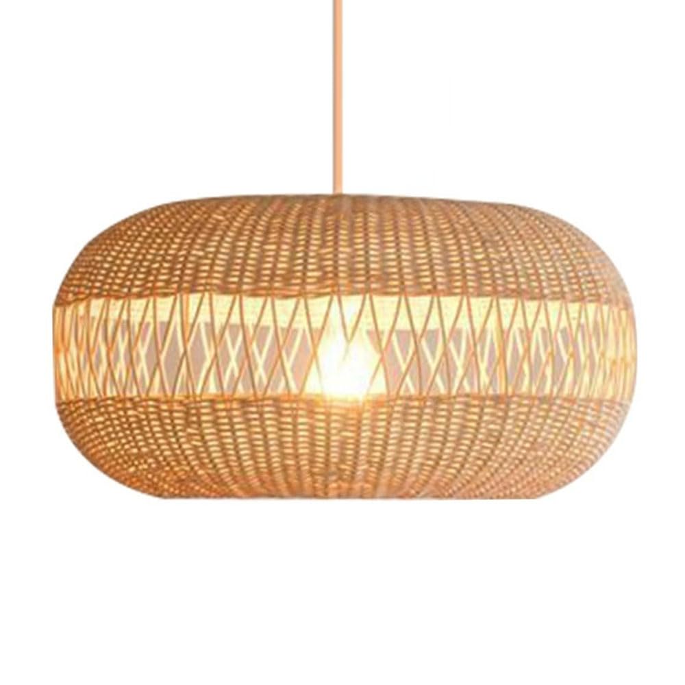 CSSYKV 1 Headlights E26 E27 Rustic Bamboo Chandelier Wicker Rattan Large Lamp Shade Hollow Design Handmade Creative Chandelier Zen Style Tea Room Fixtures for Restaurant Cafe Teahouse Dining Room