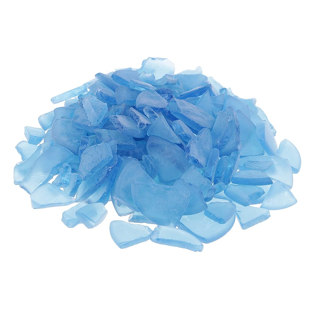 Vidrio de mar azul translúcido con acabado helado premium para alta bisutería