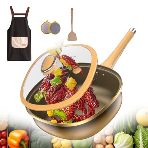 Wok titanio de 12 pulgadas con tapa y mango frío miniatura 1