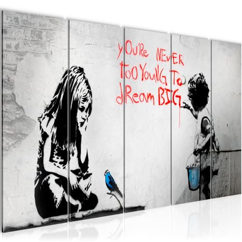 Runa Art Tableau mural XXL Enfants Noir et blanc 5 Parties Street Art - 040655a