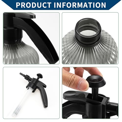Hihaha Sprühflasche/Außenpflanzenzerstäuber Pump-Sprühflasche Wasserpumpe für Garten Zuhause/Einstellbarer Kunststoff 2L / 1 Stück Grau