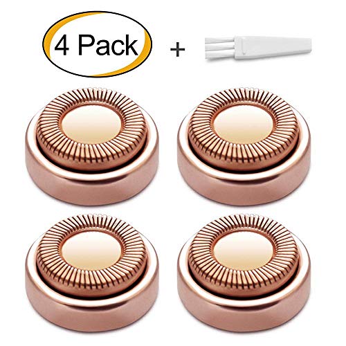 Facial Hair Remover Replacement Heads, Fit all Hair Remover Best Finishing and Soft Touch As Seen On TV, 18K Gold-Plated Rose Gold, 4 Count