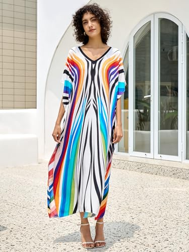 Image of NFVNKJ Women's Plus Size Beach Lounge Kaftan Maxi Dress Swimsuit Coverup for Women