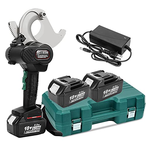 Cortador de cable de trinquete eléctrico Recargable Cortador de cable de trinquete de 50 mm / 65 mm con 2 velocidades de engranaje, Tijeras portátiles de cable de cobre de aluminio Tipo de engranaje