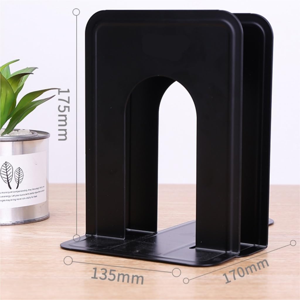 Buchstopper Buchstützen Dekorative Große Buchstützen, Gitter, Buchstützen aus Metall, für Halten von Büchern, für Heimbürobedarf Bücherhalter Buchstütze (Color : Black, Size : A)