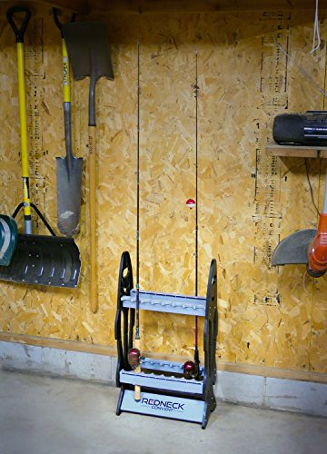 Redneck Convent Fishing Rod Holder - Fishing Gear Pole Holder For 16 Rod And Reel Combos - Vertical Fishing Rod Rack Floor Storage #TOP2