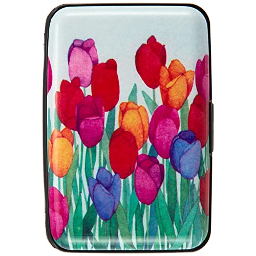 Kaabao Credit Card Holder, Metal Card Wallet Rfid Blocking Mini Slim Aluminum Business Hard Card Case For Women Men (Watercolor Tulips) #TOP4