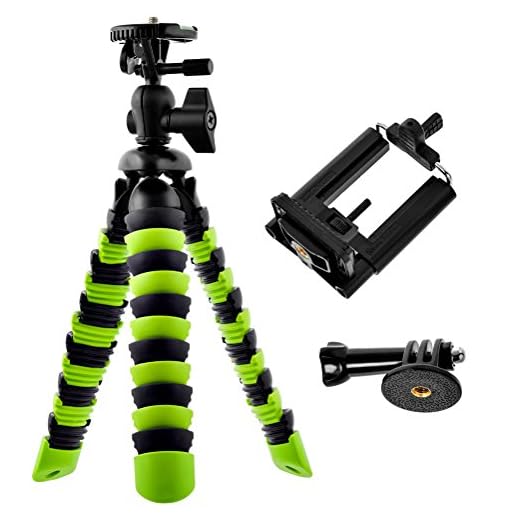 Bontend Flexible Tripod with iPhone and Smartphone Holder - A Light Camera Stand for DSLR, SLR - Free Gopro Mount
