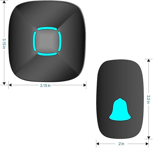 Miniatura 3 de Timbre de puerta inalámbrico impermeable con 36 campanillas, volumen ajustable funcionamiento de 1000 pies, con sonido LED de timbre de puerta para