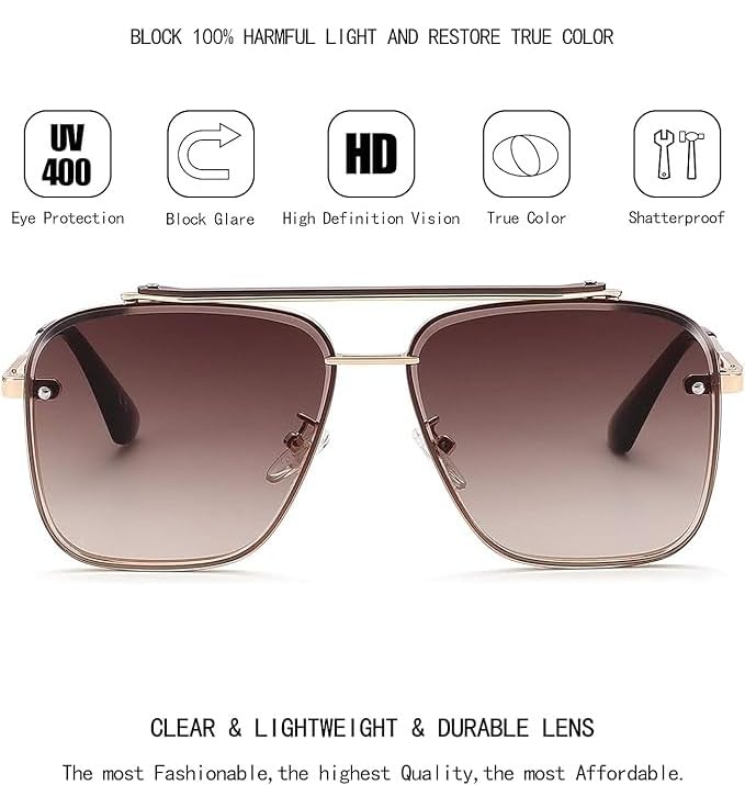 Image of Desire Rocky Square Sunglasses for Men KGF Yash Style UV Protection