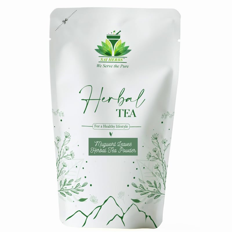 SAI HERBS Mugwort Leaves Raw Tea Powder - Artemisia Argyi Leaves Raw Tea Powder - Good for Hair & Skin - For a Healthy Lifestyle - Luxury Herbal Tea Powder - Pure & Natural (50 Grams)