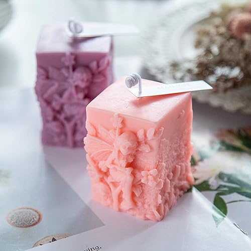 Miniatura 4 de I-Best Molde de cera de vela de flor de ángel 3D, pilar tallado de silicona, jabón de silicona, molde de vela de decoración de resina epoxi aroma