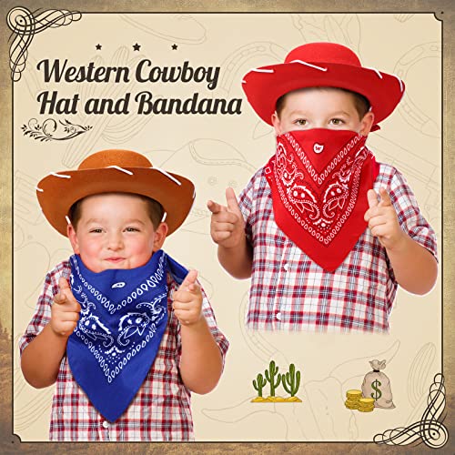 Unittype 18 Sets Cowboy Hats And Bandanas Bulk Kids Western Cowboy Costume Accessories Kids Party Supplies thumb #3